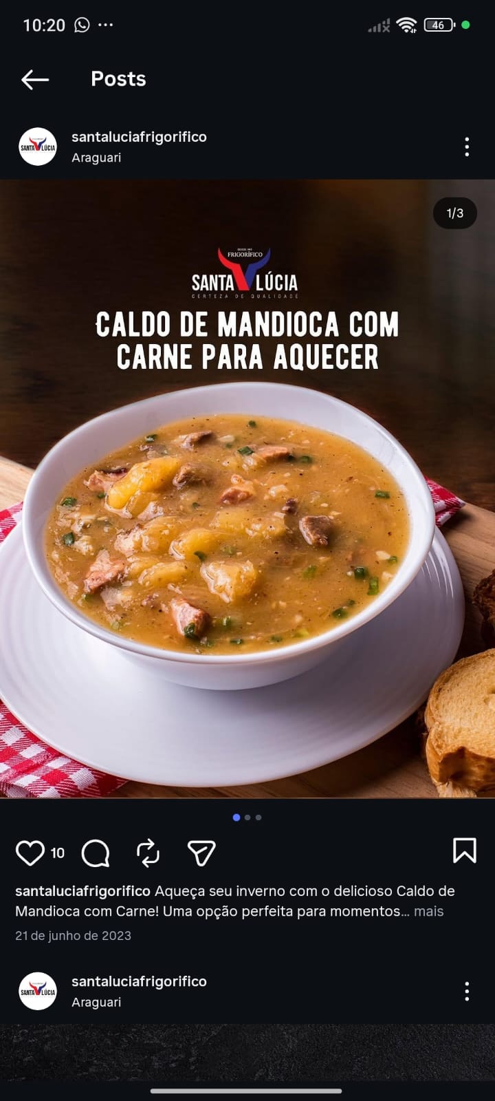 Caldo de Mandioca com Carne